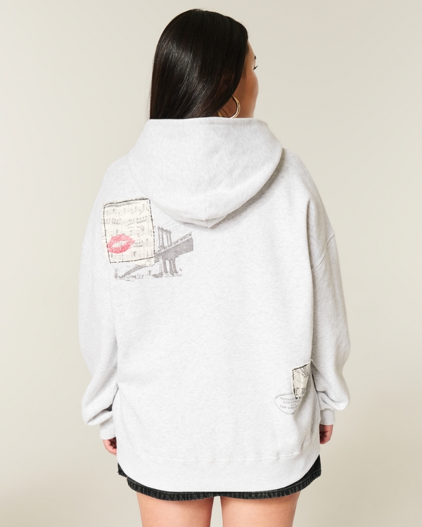 Oversized New York City Graphic Hoodie, Light Heather Grey view 2