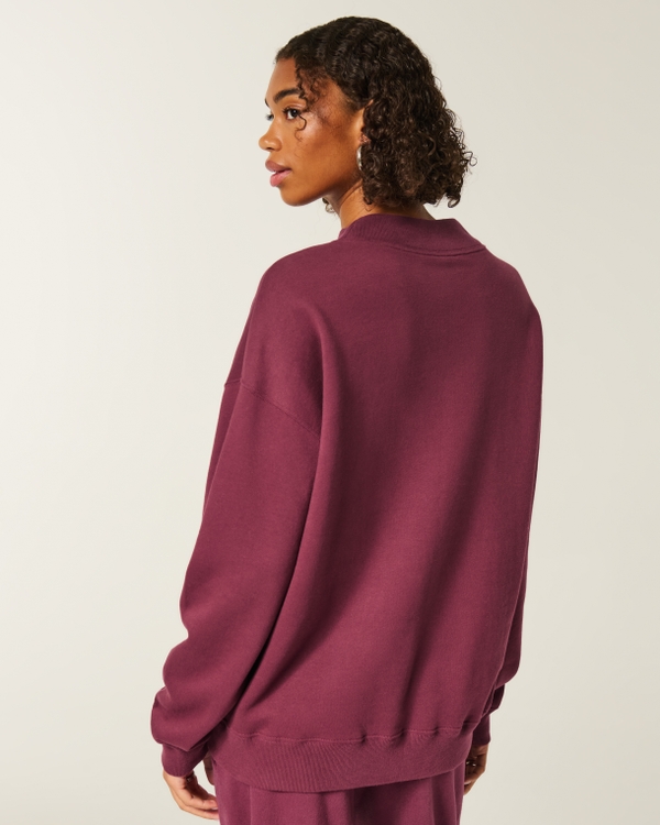 Oversized Mock-Neck Sweatshirt, Mulberry view 2