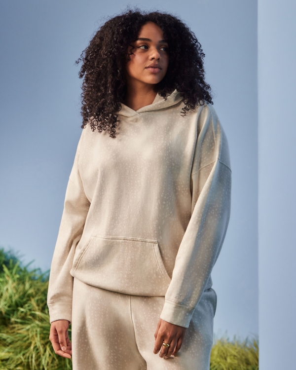Oversized Doe Print Hoodie, Cloud White Dot view 1