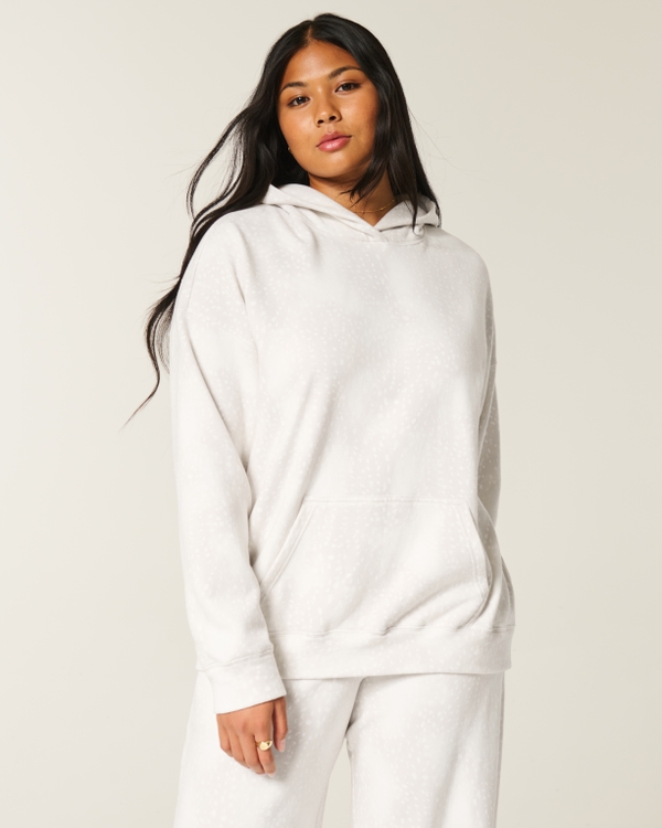 Oversized Doe Print Hoodie, Cloud White Dot view 1
