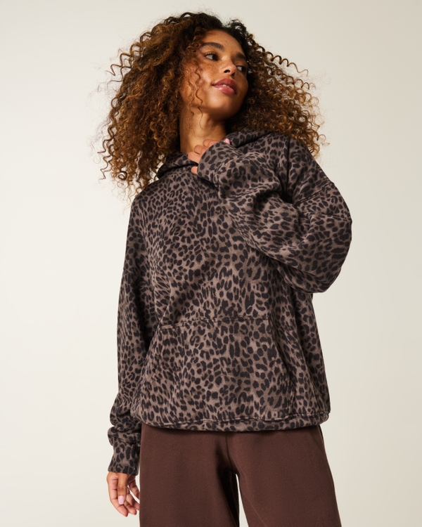 Oversized Leopard Print Hoodie, Leopard Print view 1