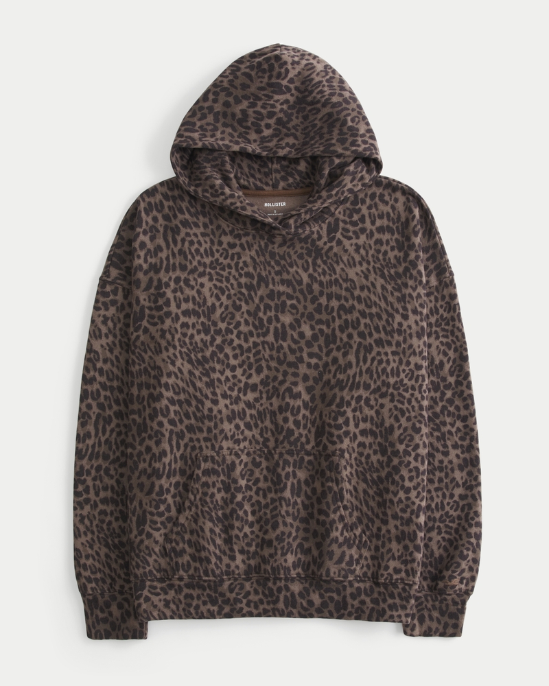 Oversized Leopard Print Hoodie