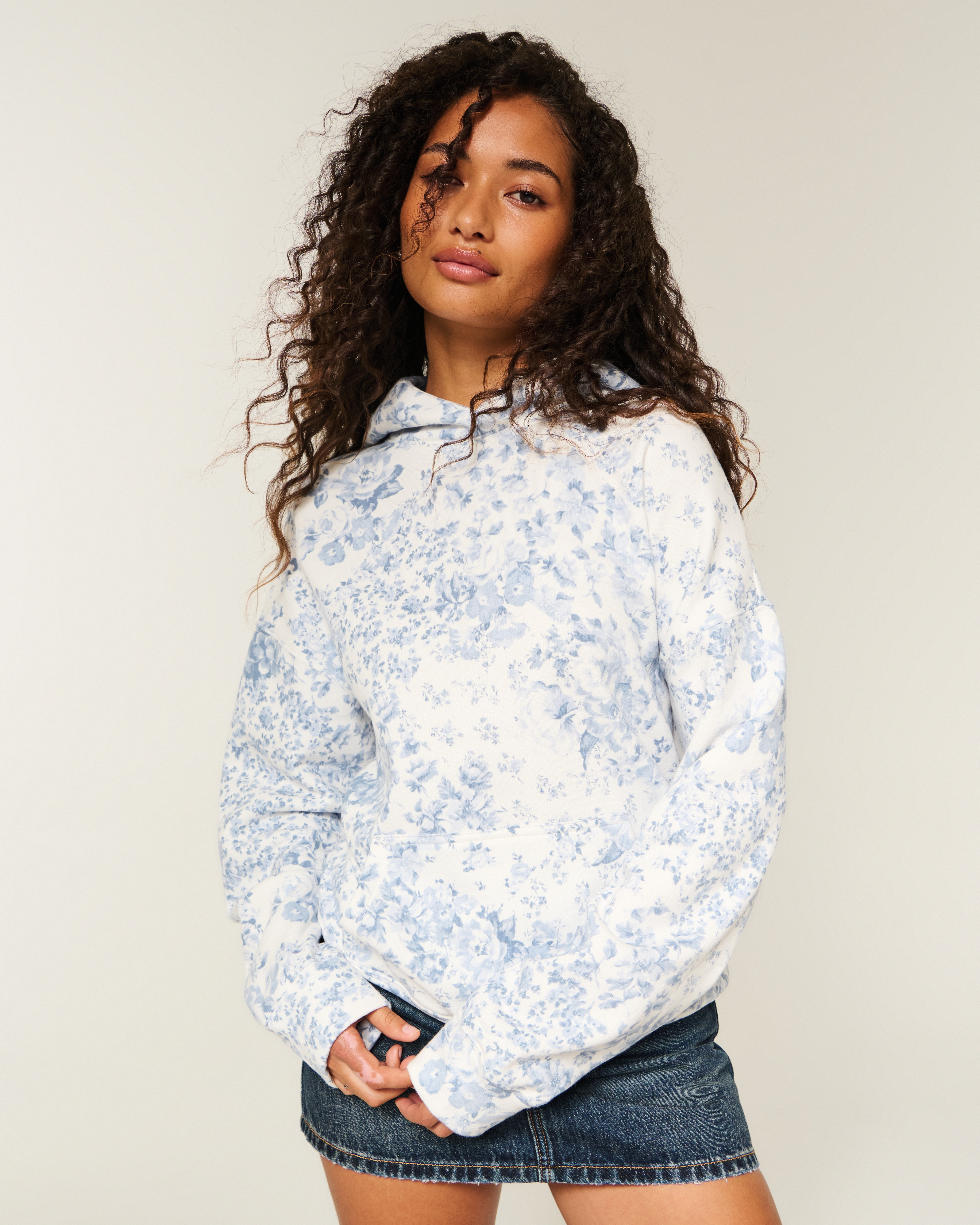 Hollister Oversized Floral Pattern Hoodie