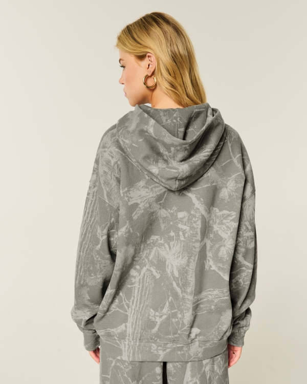 Hollister Feel Good Oversized Camo Hoodie, Dark Olive Camo view 2