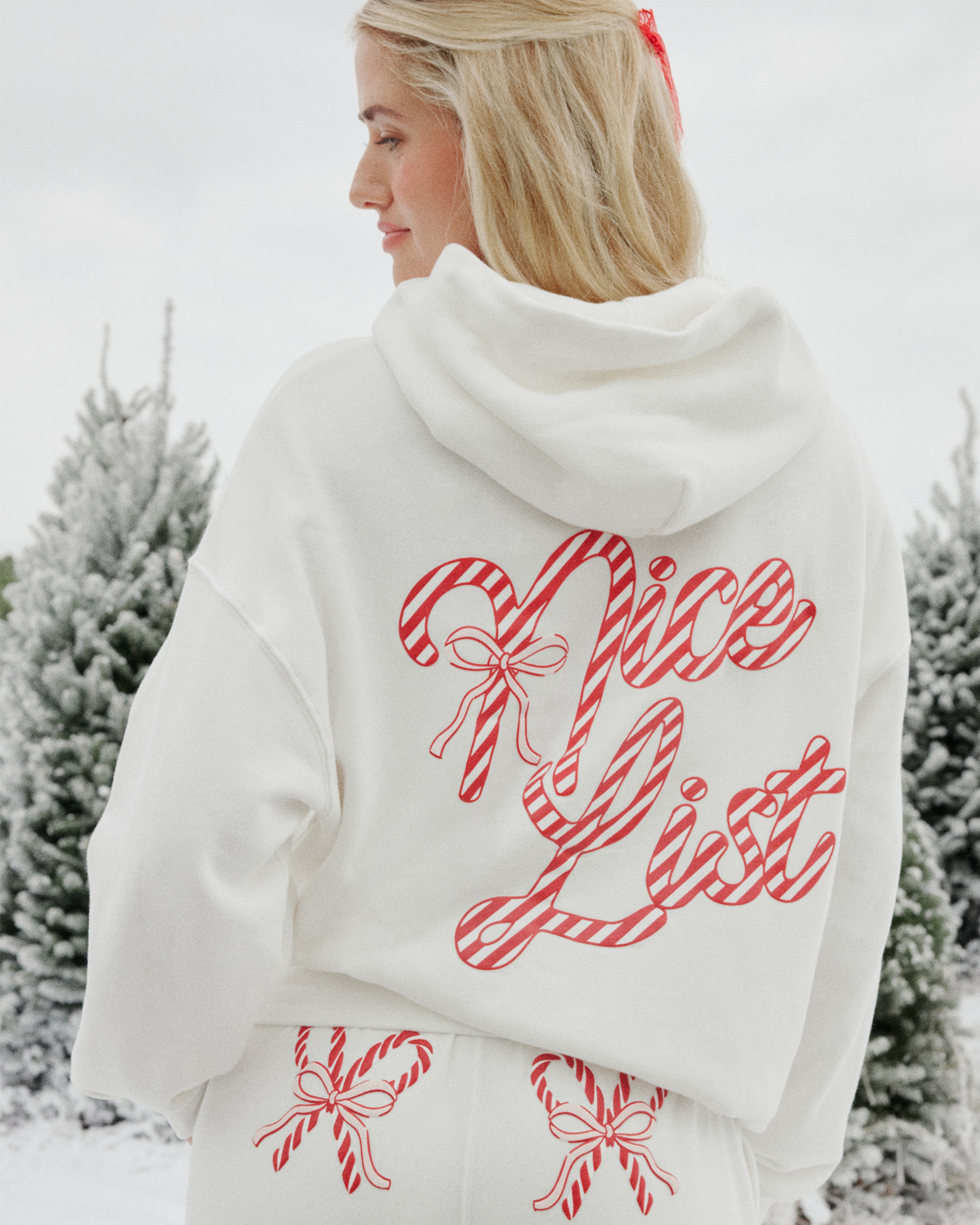 Oversized Candy Cane Graphic Hoodie