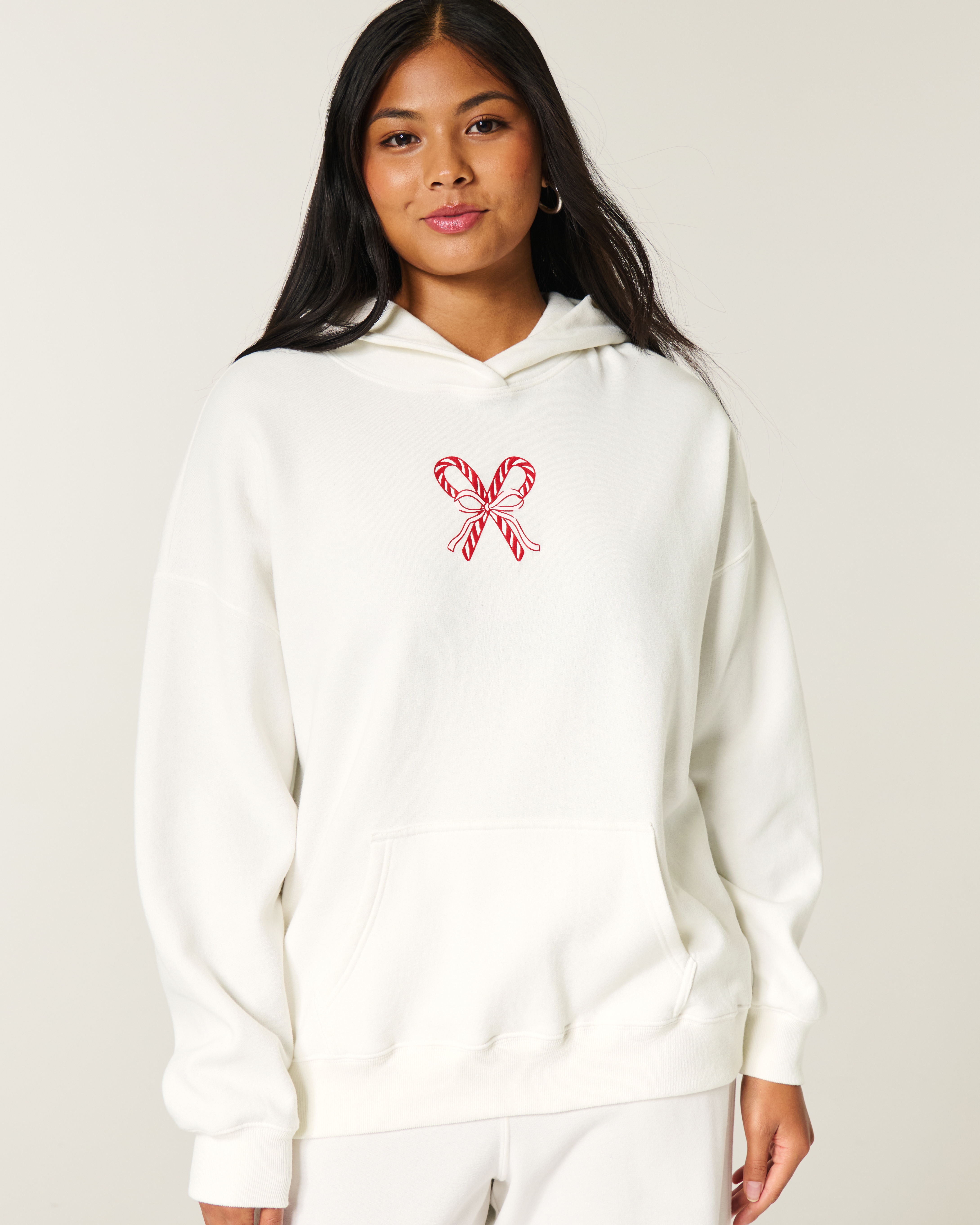 Hollister Oversized Candy Cane Graphic Hoodie