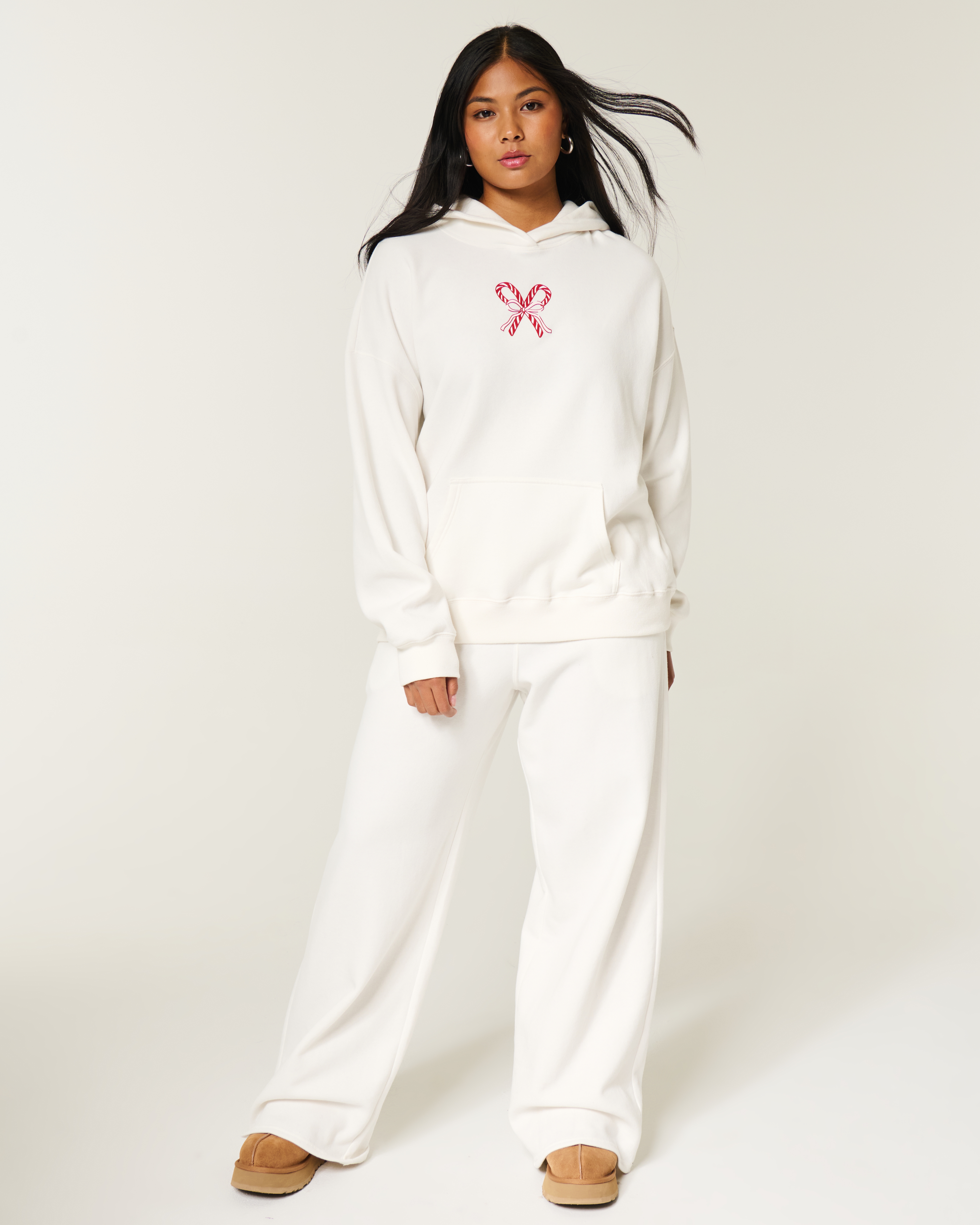 Hollister Feel Good Oversized Candy Cane Graphic Hoodie