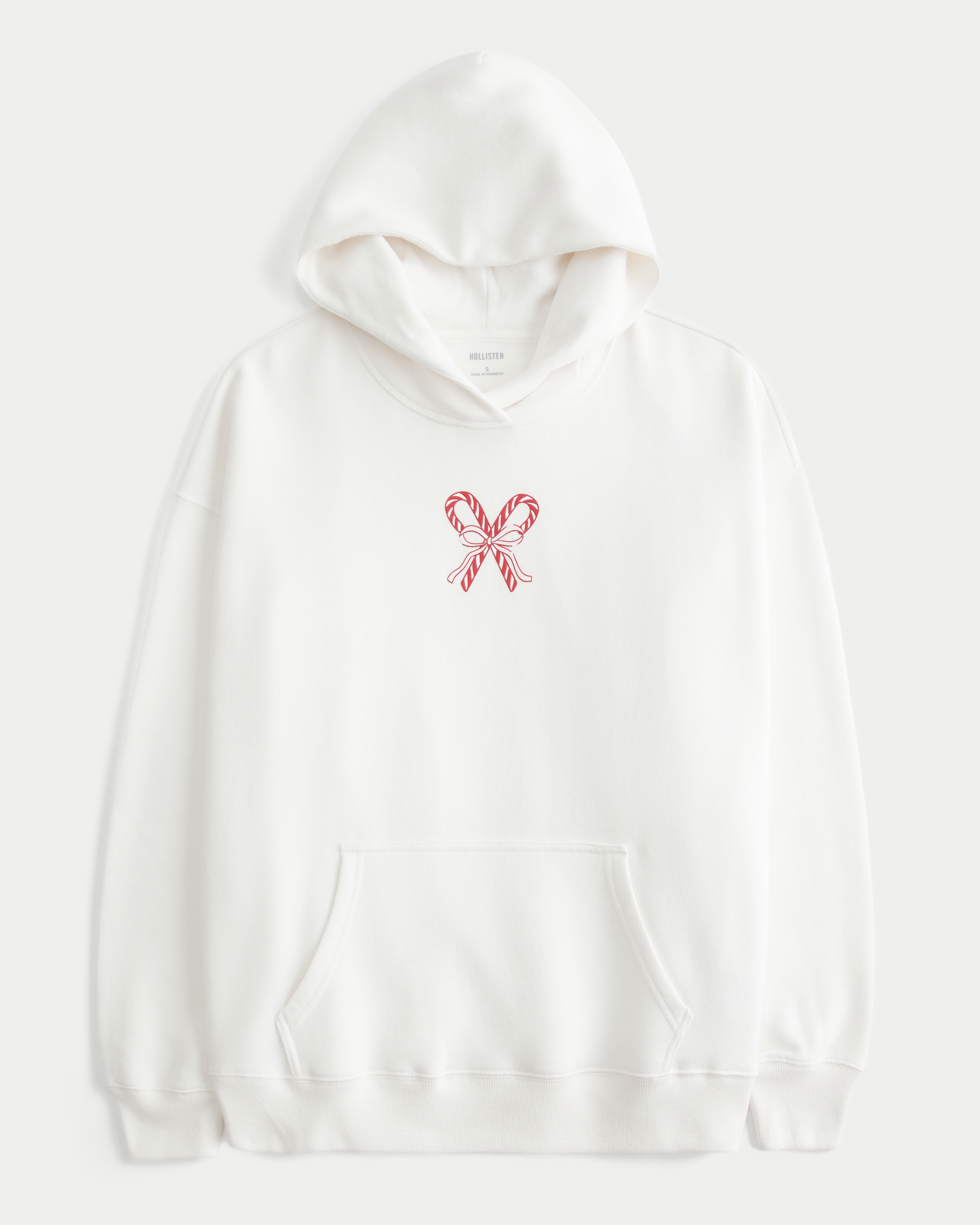 Oversized Candy Cane Graphic Zip-Up Hoodie