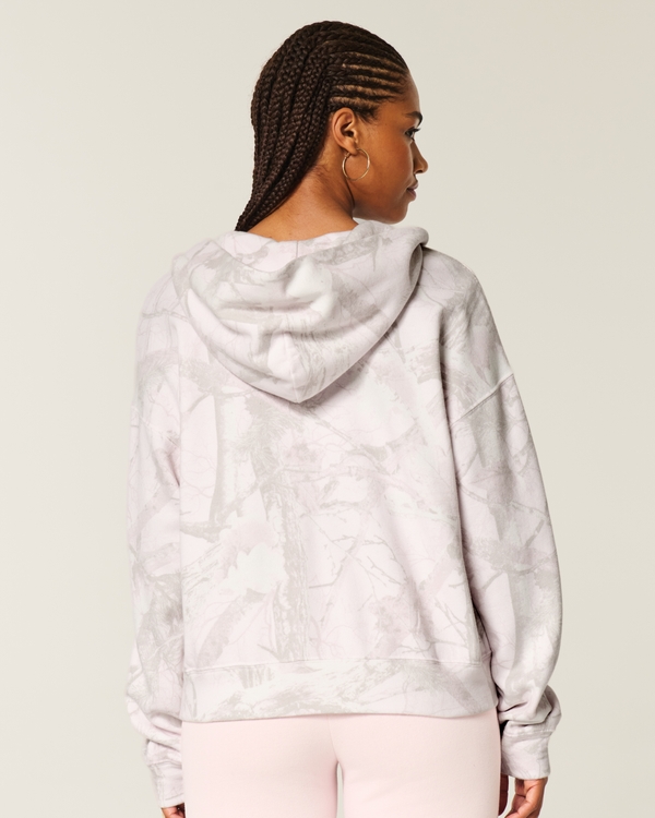 Oversized Pink Camo Zip-Up Hoodie, Light Pink Camo view 2