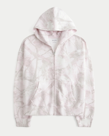 Women's Oversized Pink Camo Zip-Up Hoodie | Women's Sweatshirts & Sweatpants | HollisterCo.com