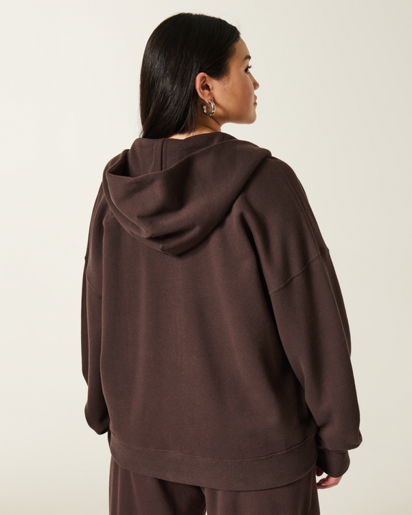 Oversized Zip-Up Hoodie, Espresso view 2