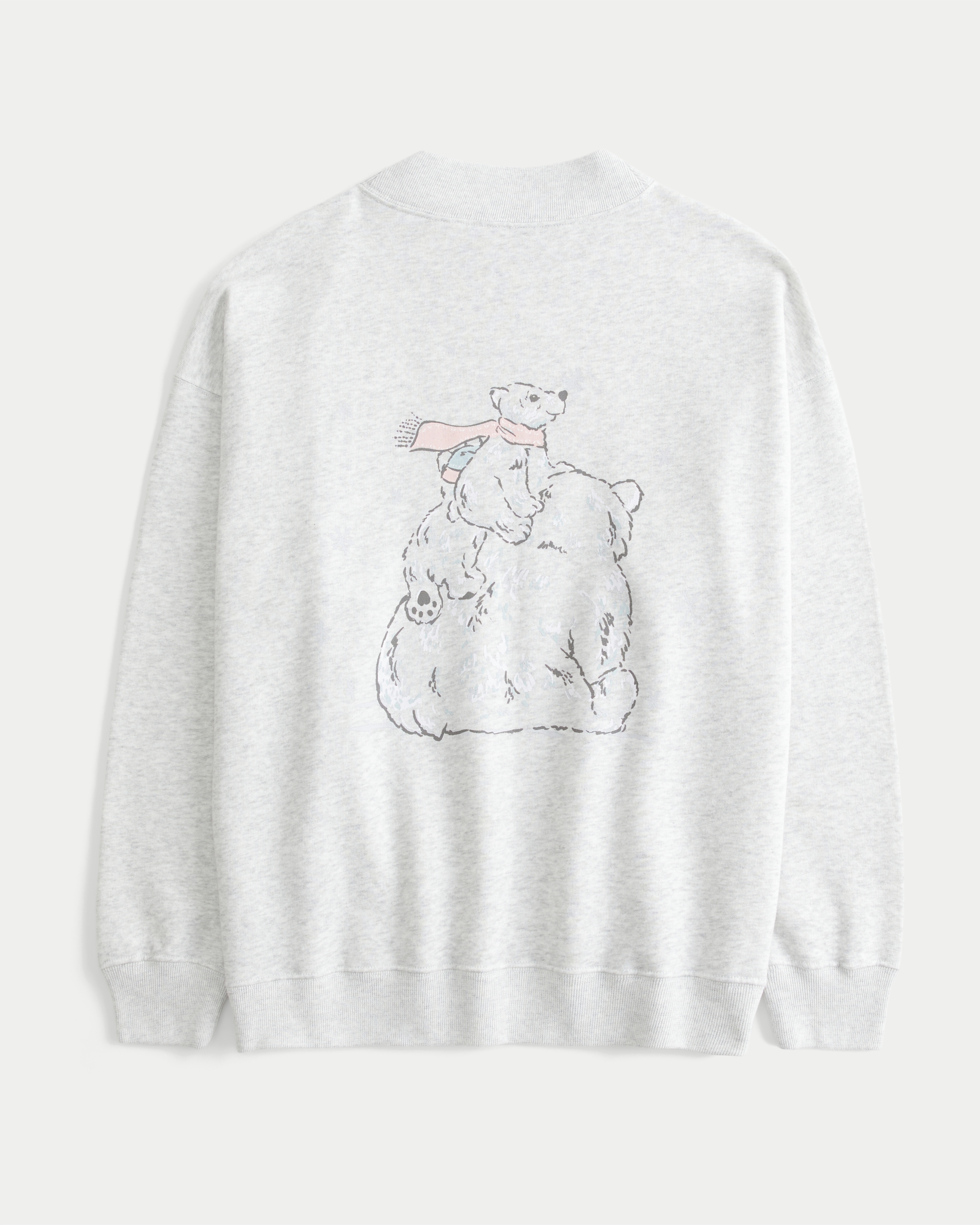 Hollister Oversized Mock-neck Bear Graphic Sweatshirt