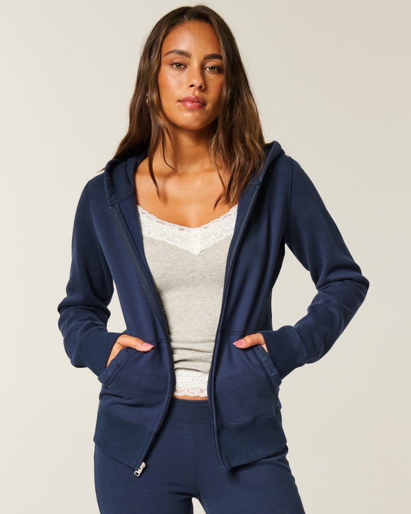 Hollister Feel Good Zip-Up Hoodie, Navy Blue view 1