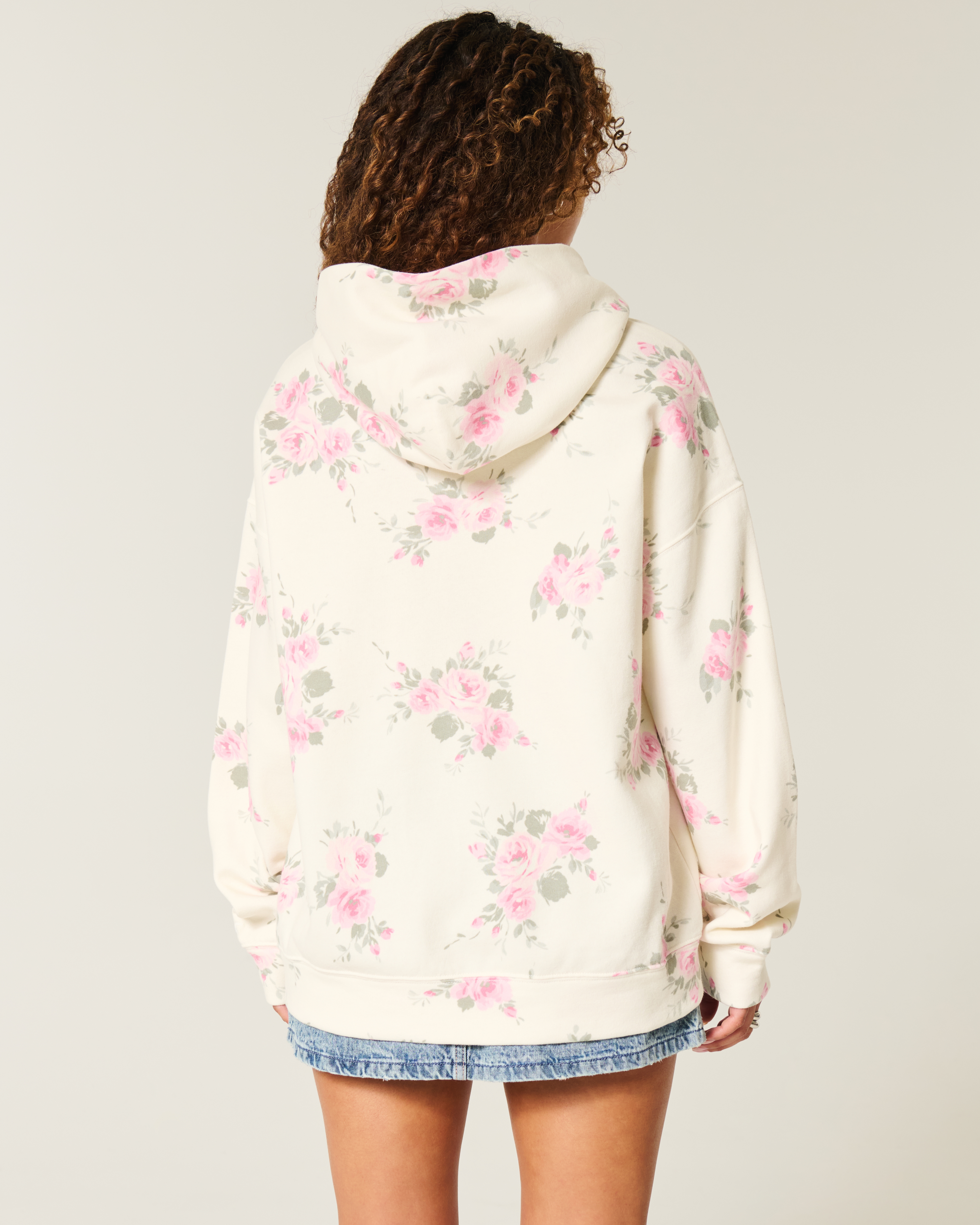 Hollister Feel Good Fleece Oversized Floral Pattern Hoodie
