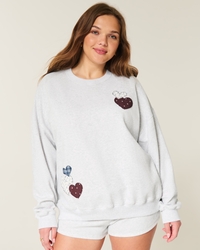 Oversized Heart Graphic Crew Sweatshirt
