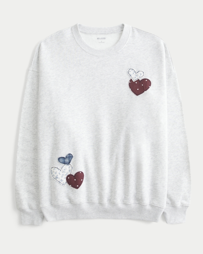 Oversized Heart Graphic Crew Sweatshirt