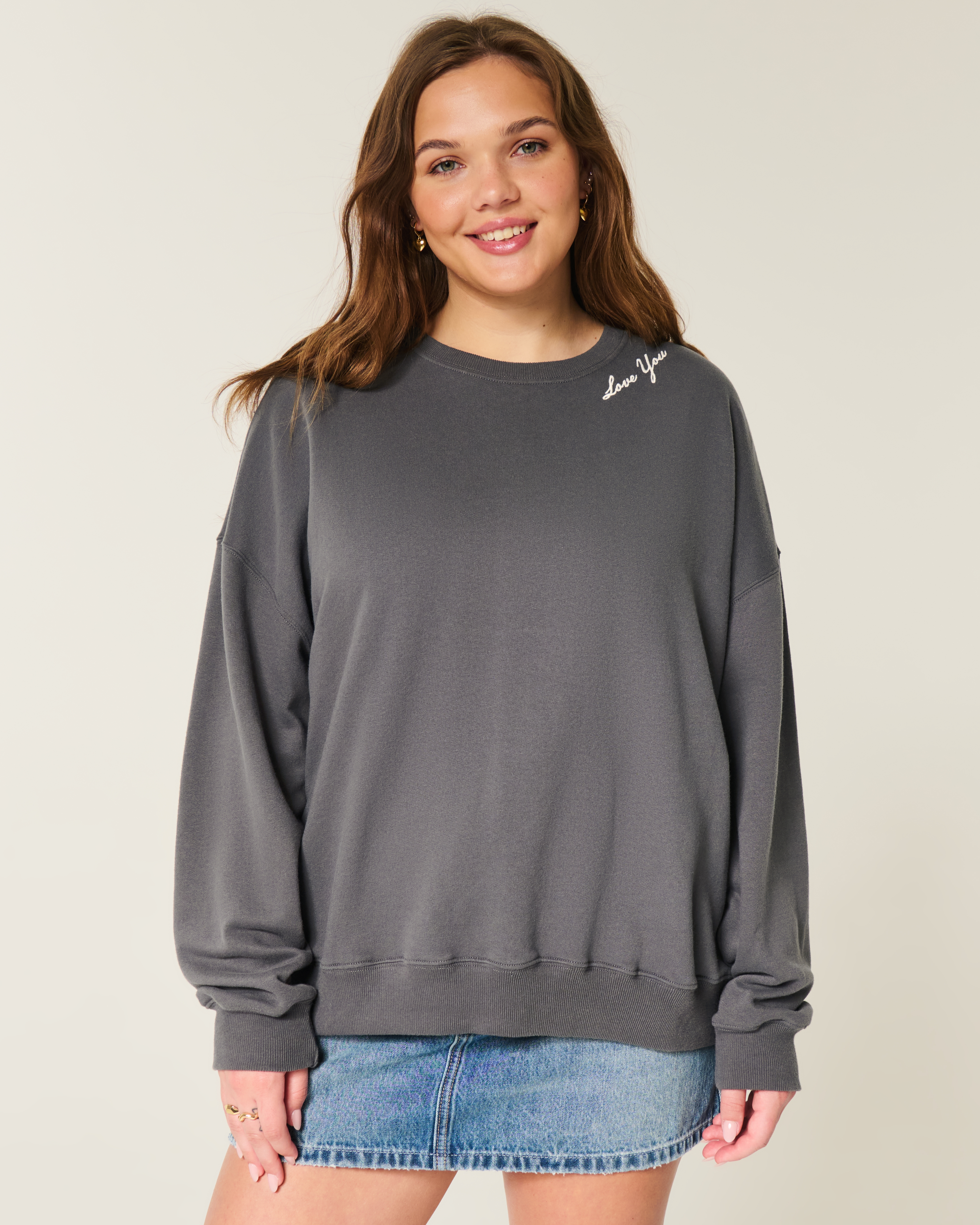 Oversized Angel Wings Graphic Crew Sweatshirt
