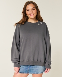 Oversized Angel Wings Graphic Crew Sweatshirt