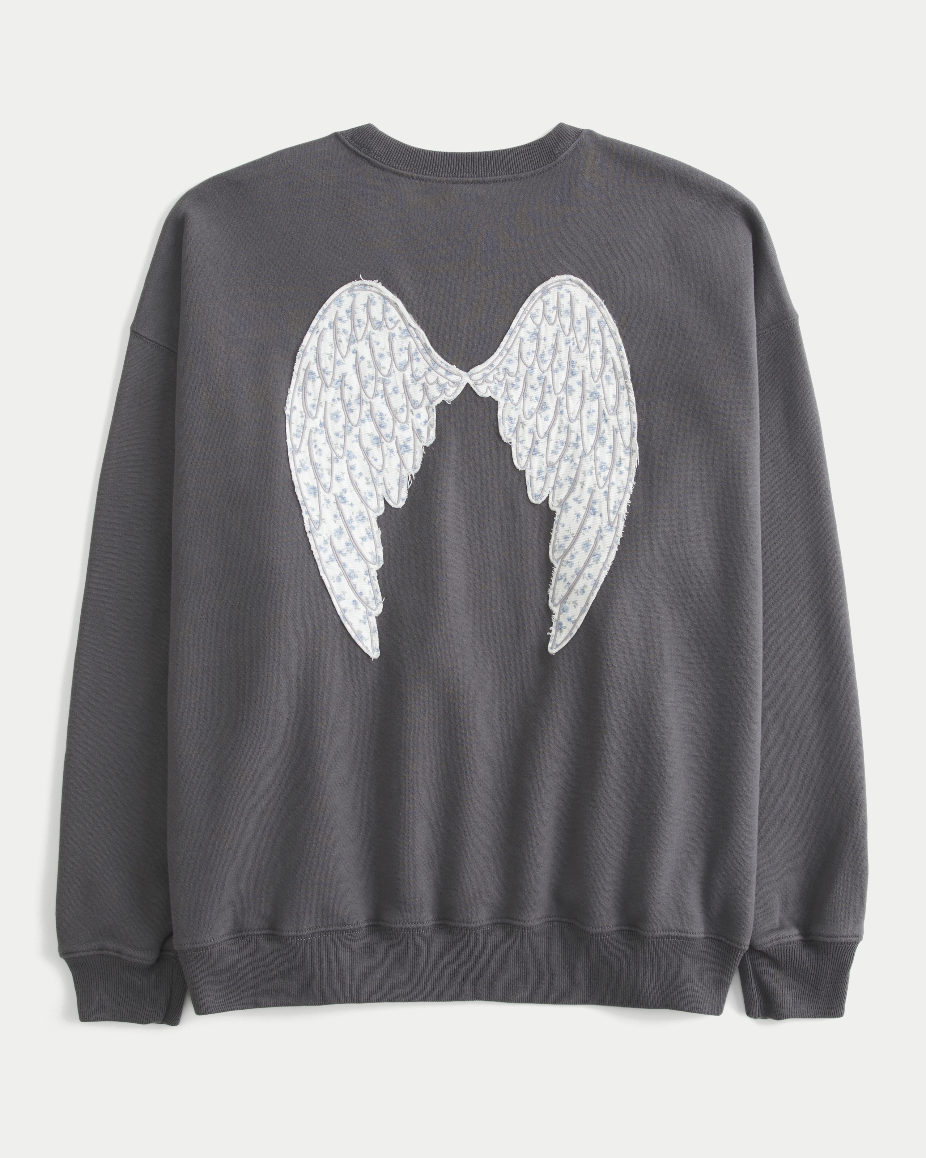 Oversized Angel Wings Graphic Crew Sweatshirt