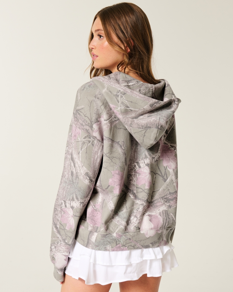 Oversized Camo Zip-Up Hoodie
