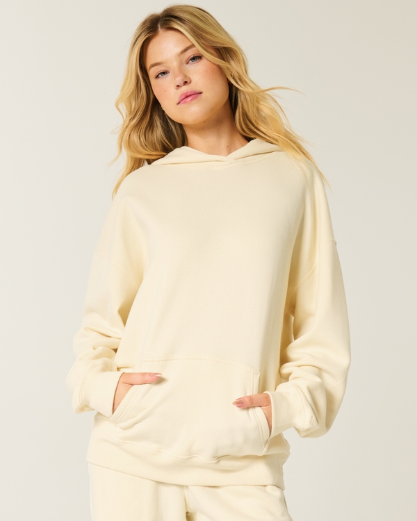 Sudadera extragrande de polar con capucha Hollister Feel Good, Marfil view 1