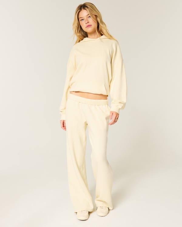Sudadera extragrande de polar con capucha Hollister Feel Good, Marfil view 2