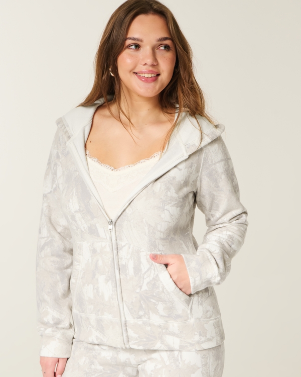 Zip-Up Camo Hoodie, Cream Camo view 1
