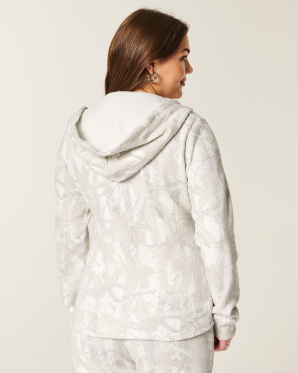Zip-Up Camo Hoodie, Cream Camo view 2