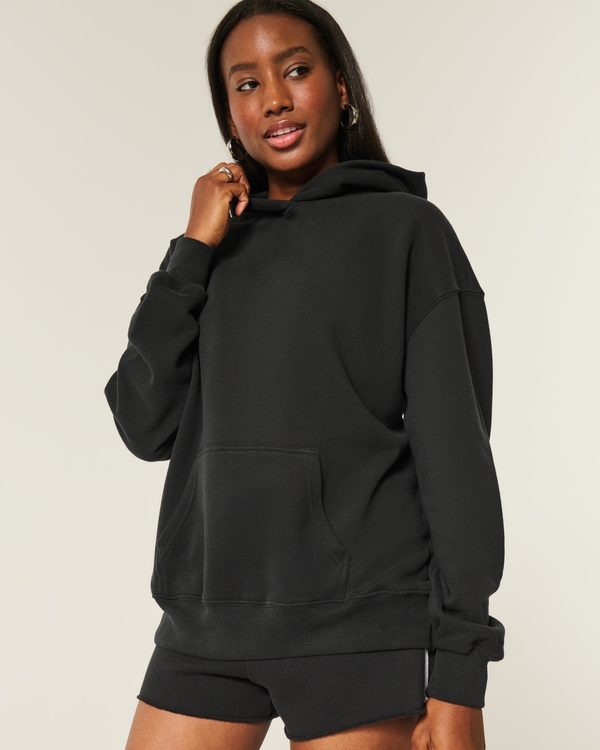 Hollister Feel Good Fleece Oversized Hoodie, Black view 1