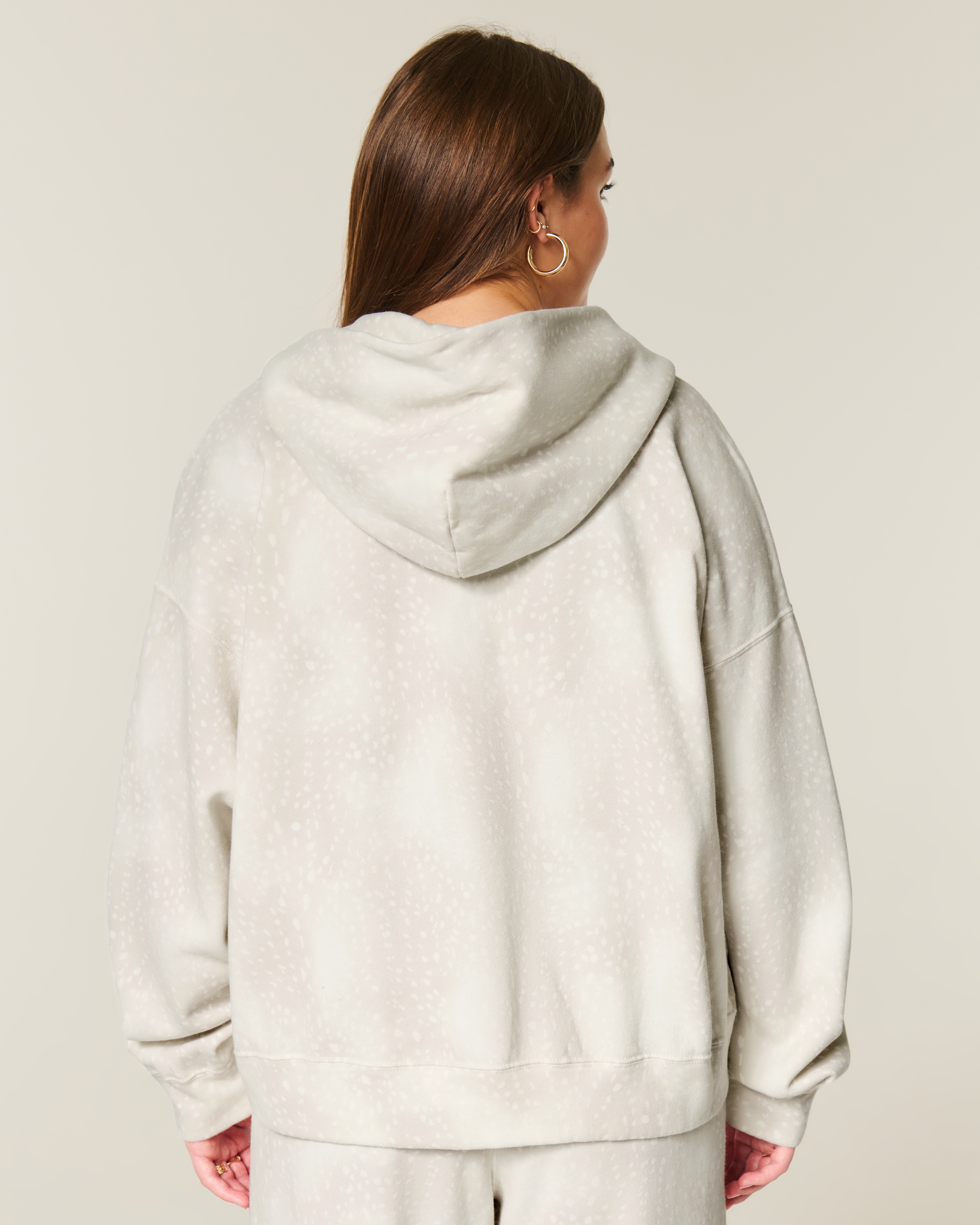 Hollister Oversized Doe Print Zip-Up Hoodie | Liberty Center