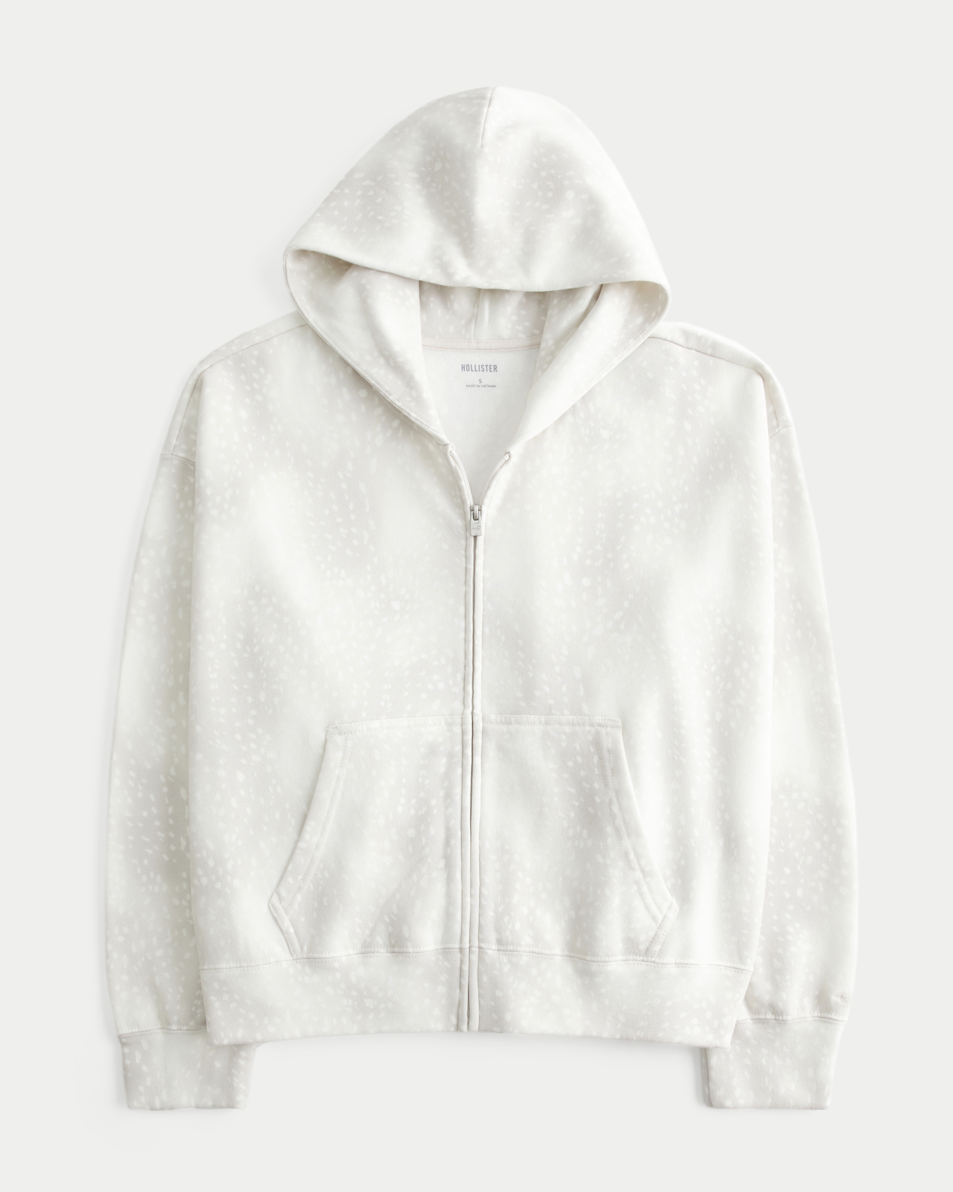 Oversized Doe Print Zip-Up Hoodie