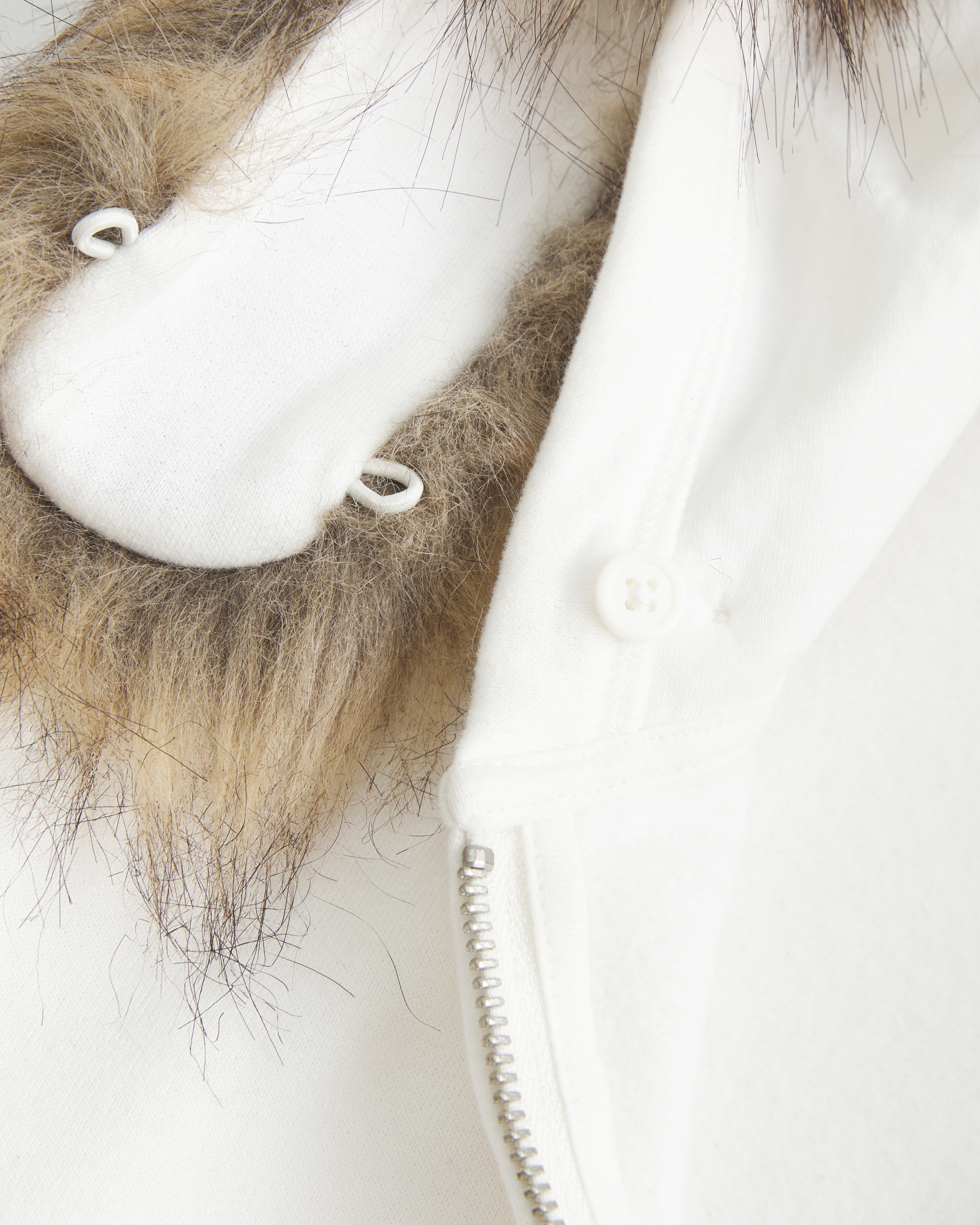 Faux Fur Trim Logo Graphic Zip-Up Hoodie