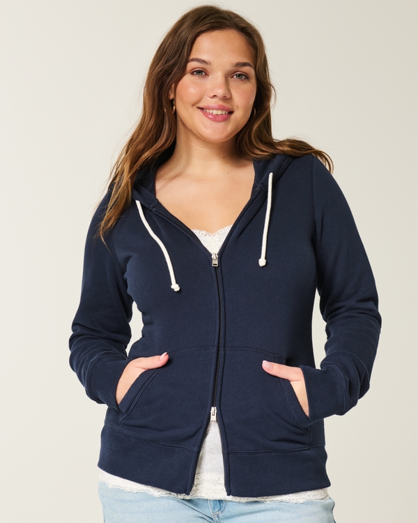Zip-Up Hoodie, Navy Blue view 1