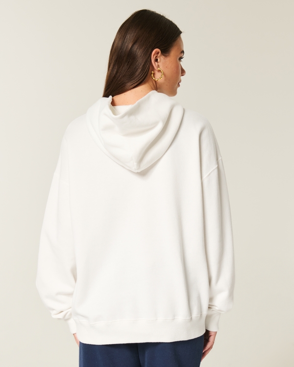 Oversized East Coast Graphic Hoodie, Cloud White view 2