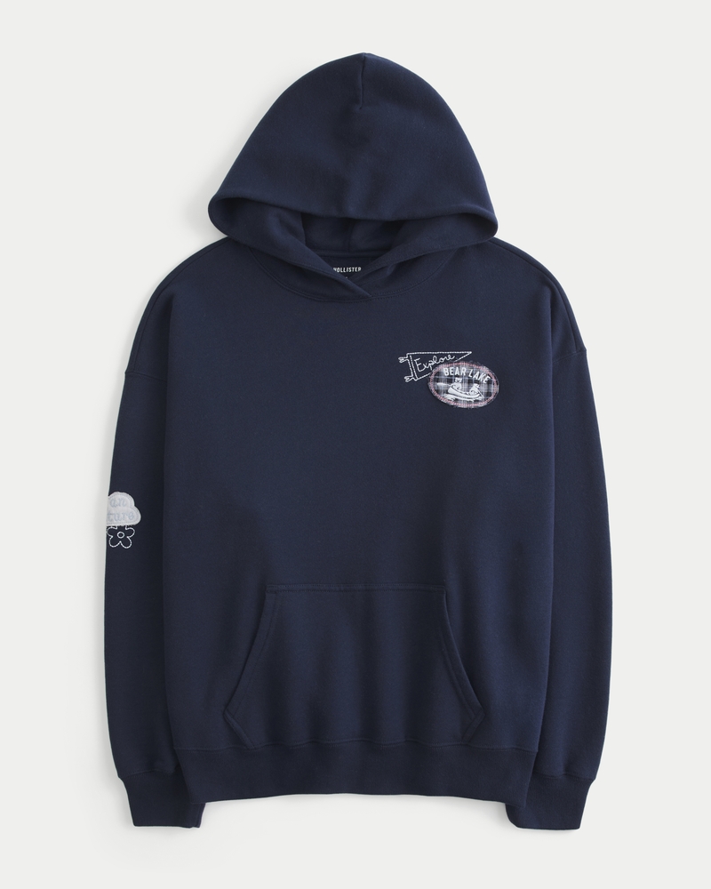 Oversized Bear Lake Graphic Hoodie