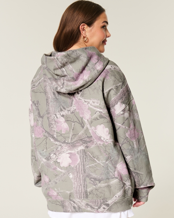 Hollister Feel Good Fleece Oversized Camo Hoodie, Olive Green Camo view 2