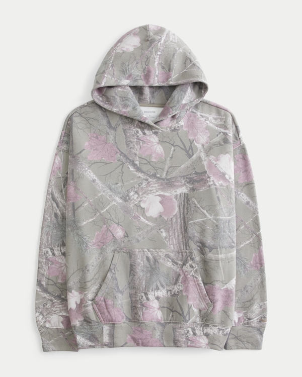 Hollister Feel Good Fleece Oversized Floral Pattern Hoodie