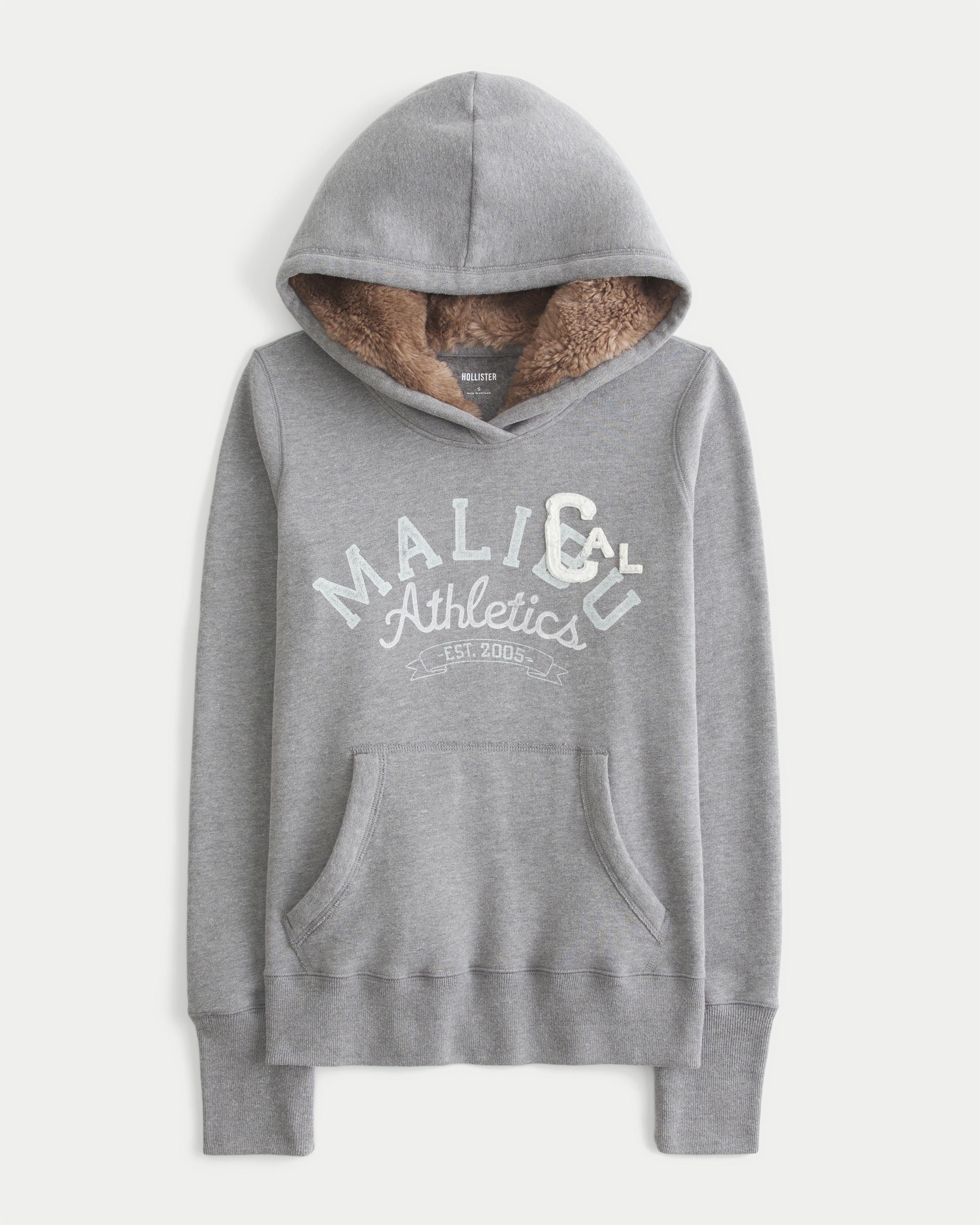 Hollister Feel Good Faux Fur-Lined Hood Graphic Hoodie
