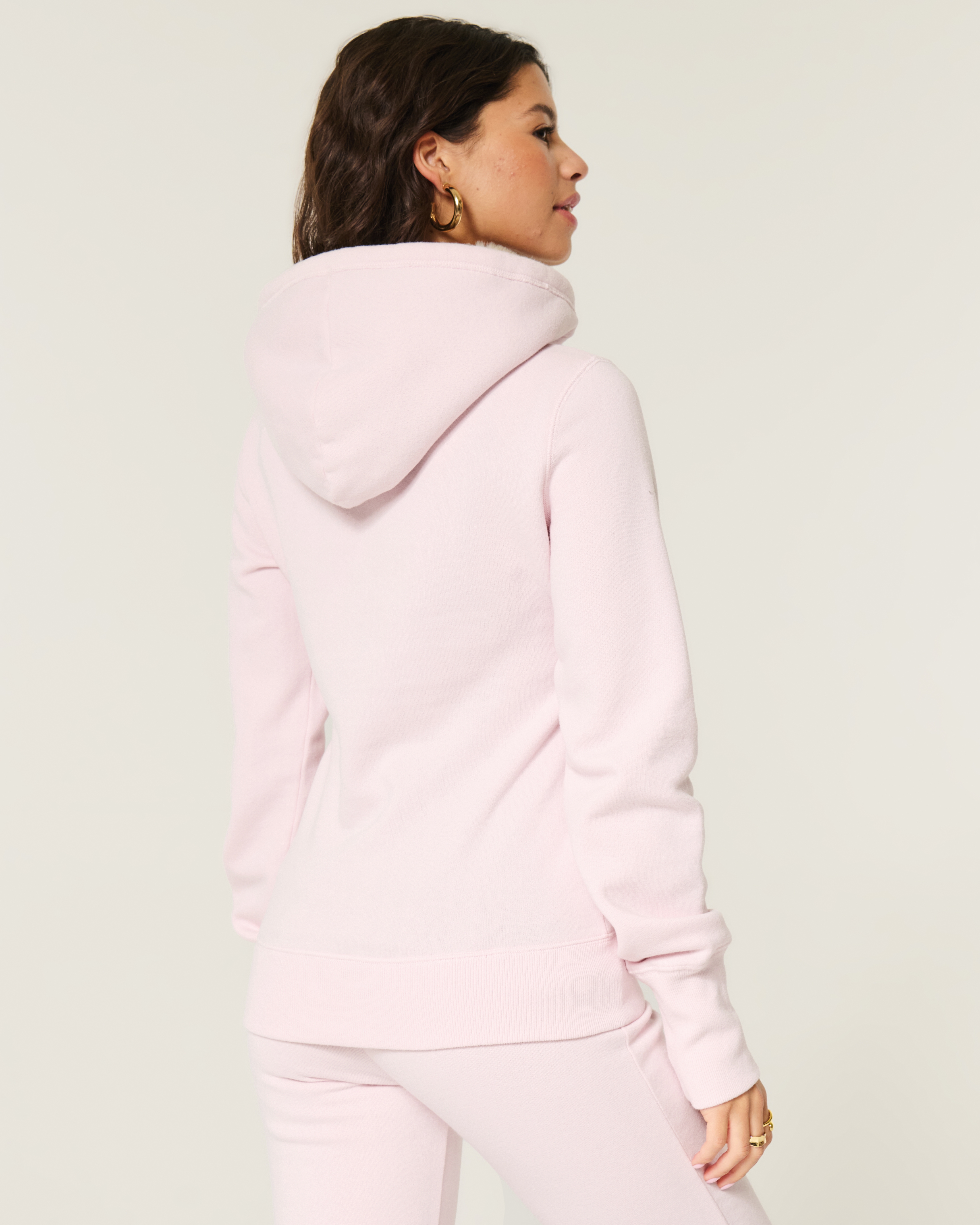 Hollister Faux Fur-lined Hood 2003 Graphic Hoodie In Pink