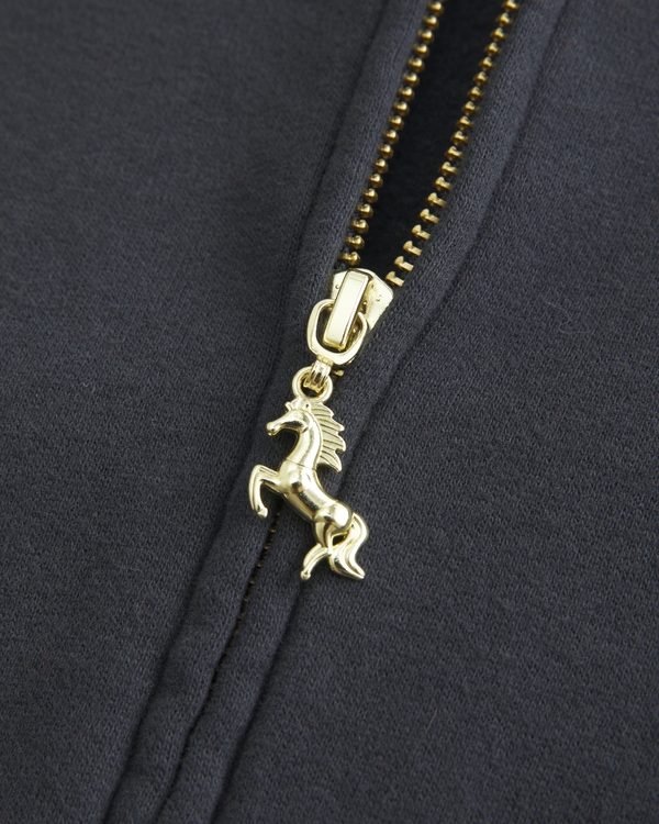 Oversized Zip-Up Lucky in Love Graphic Hoodie