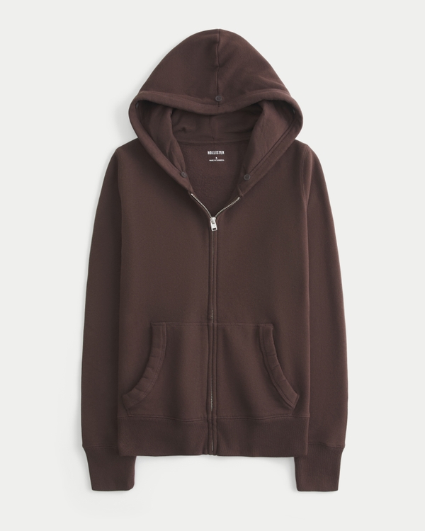Faux Fur Trim Zip-Up Hoodie