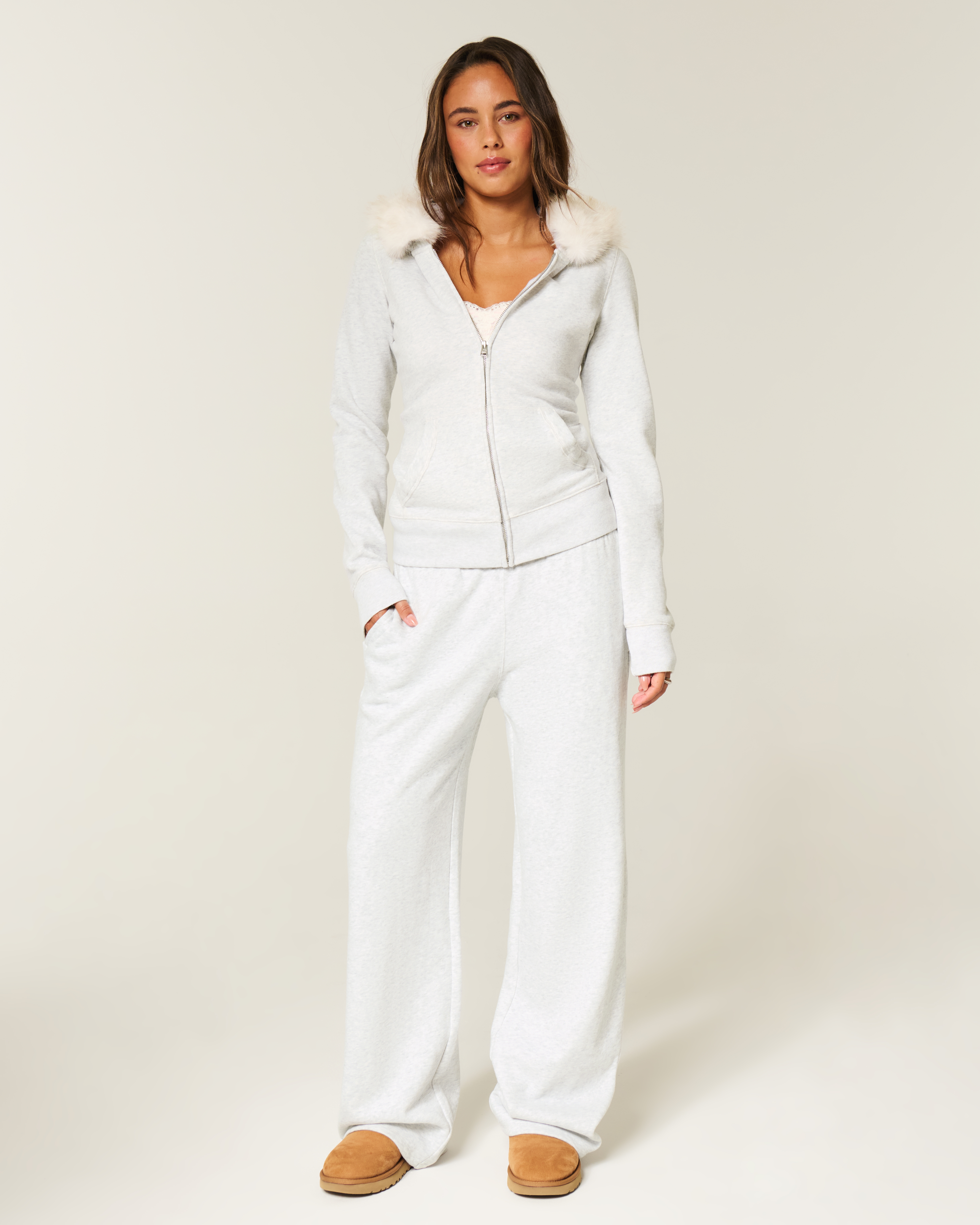 Hollister Feel Good Faux Fur Trim Zip-Up Hoodie | Liberty Center