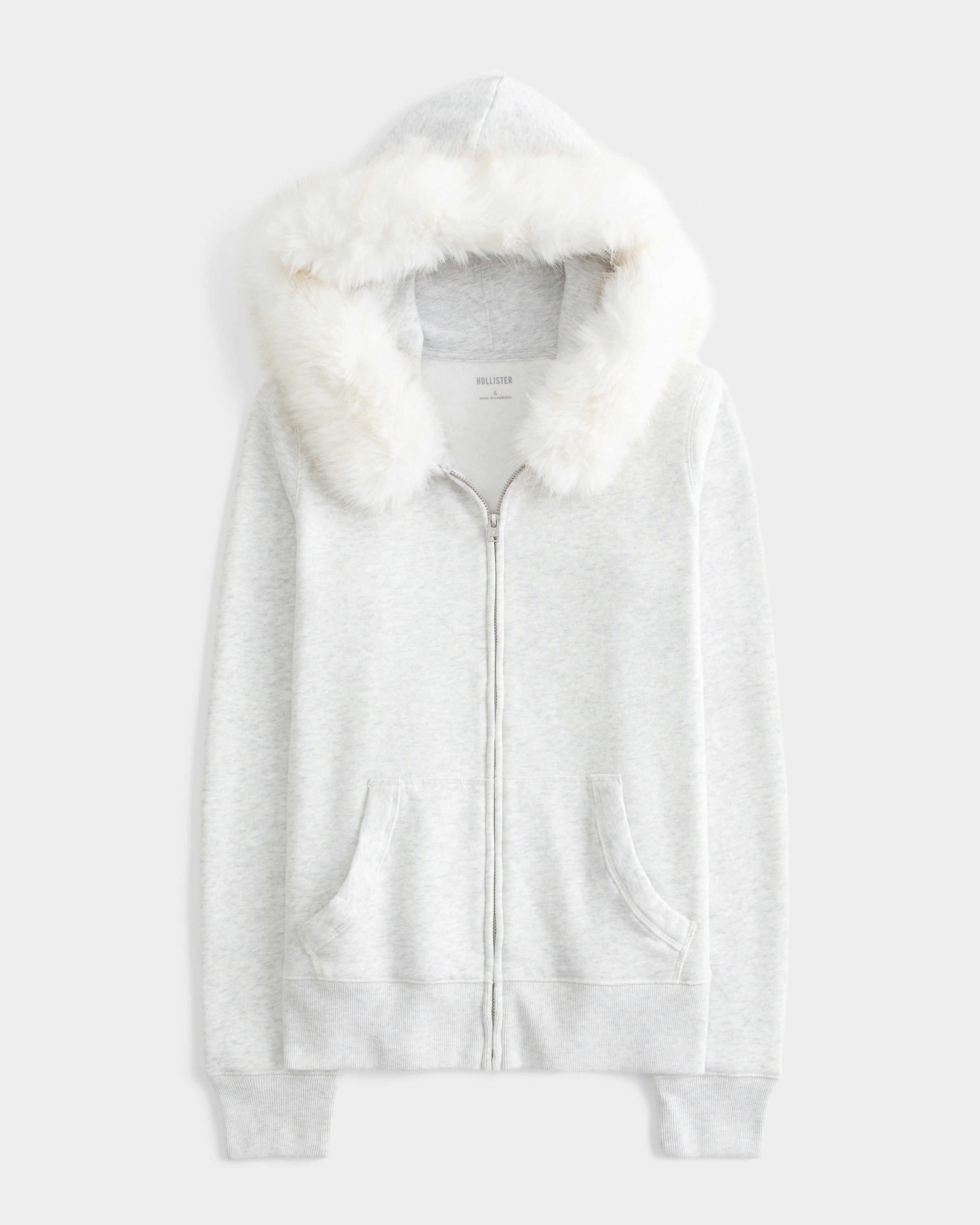 Hollister Feel Good Faux Fur Trim Zip-Up Hoodie