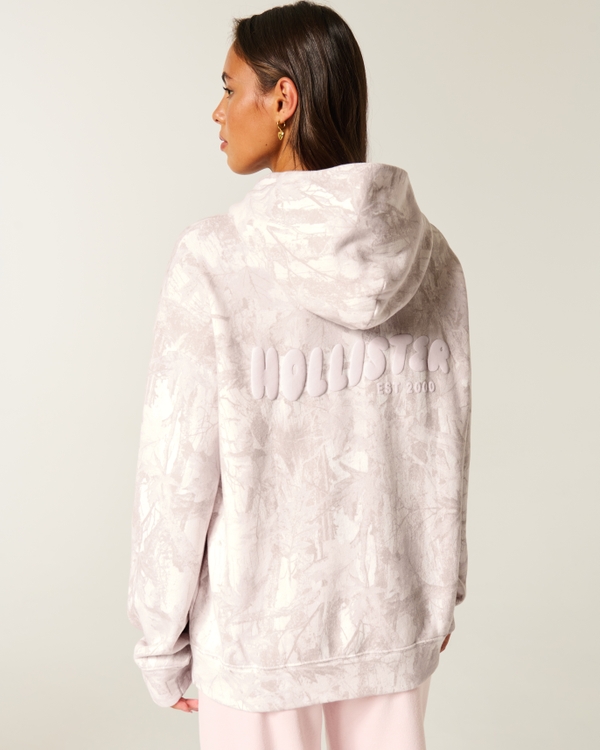 Hollister Feel Good Oversized Logo Graphic Camo Hoodie, Light Lilac Camo view 2