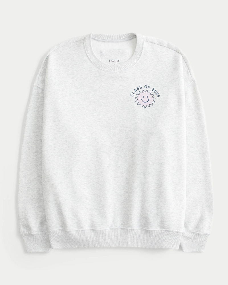 Oversized Class of 2025 Grad Graphic Crew Sweatshirt