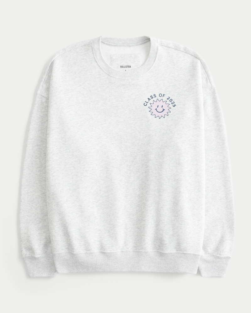 Oversized Class of 2025 Grad Graphic Crew Sweatshirt
