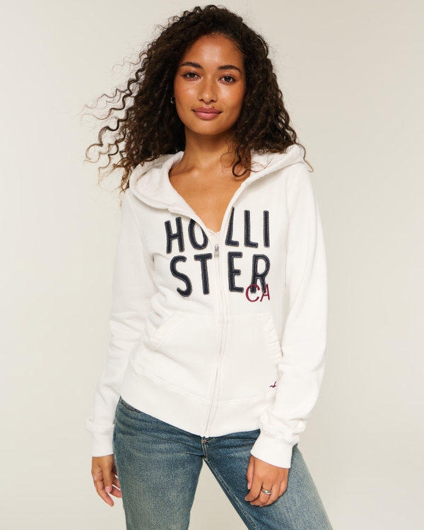 Women's Logo Graphic Zip-Up Hoodie | Women's Tops | HollisterCo.com