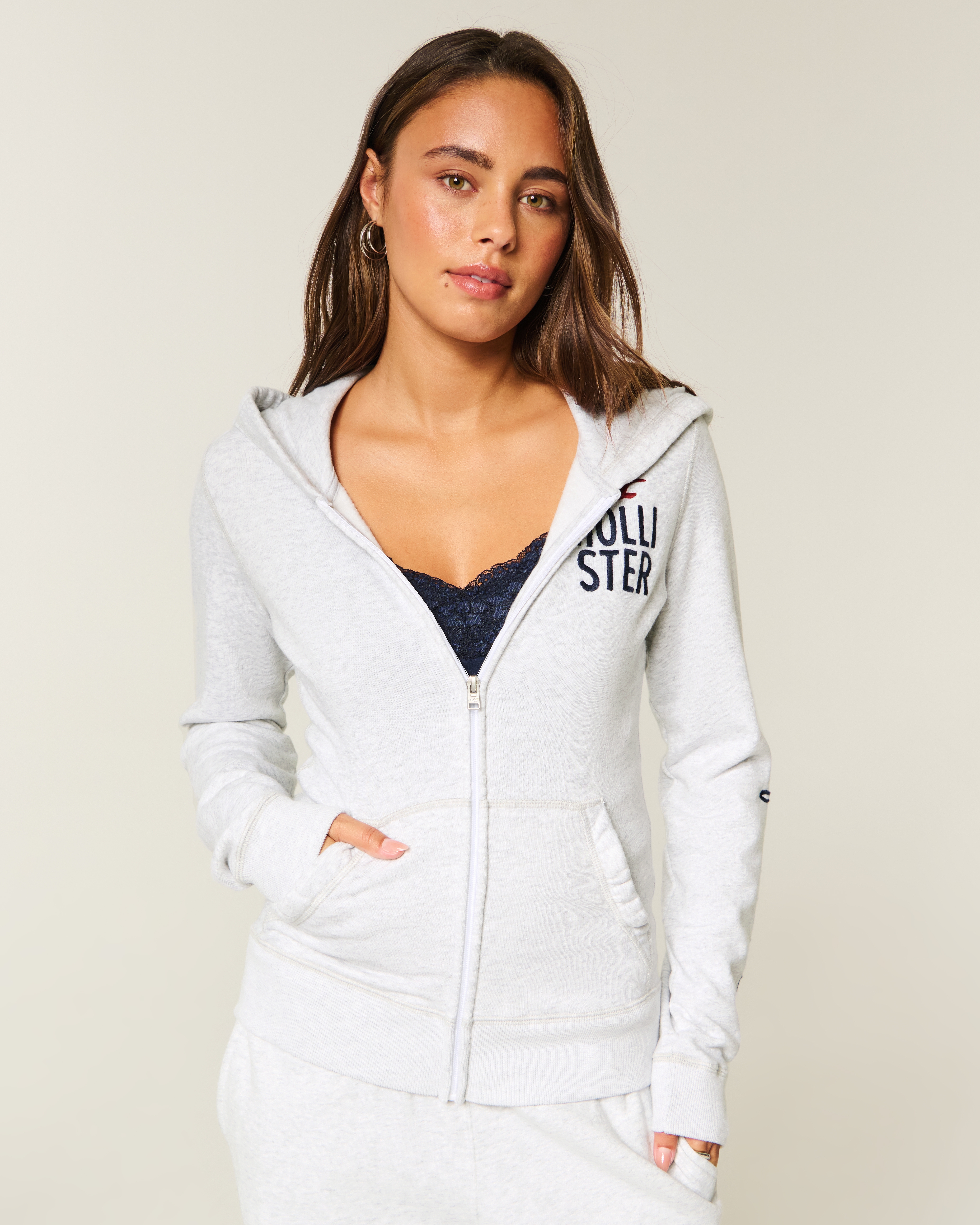 Hollister Logo Graphic Zip-up Hoodie