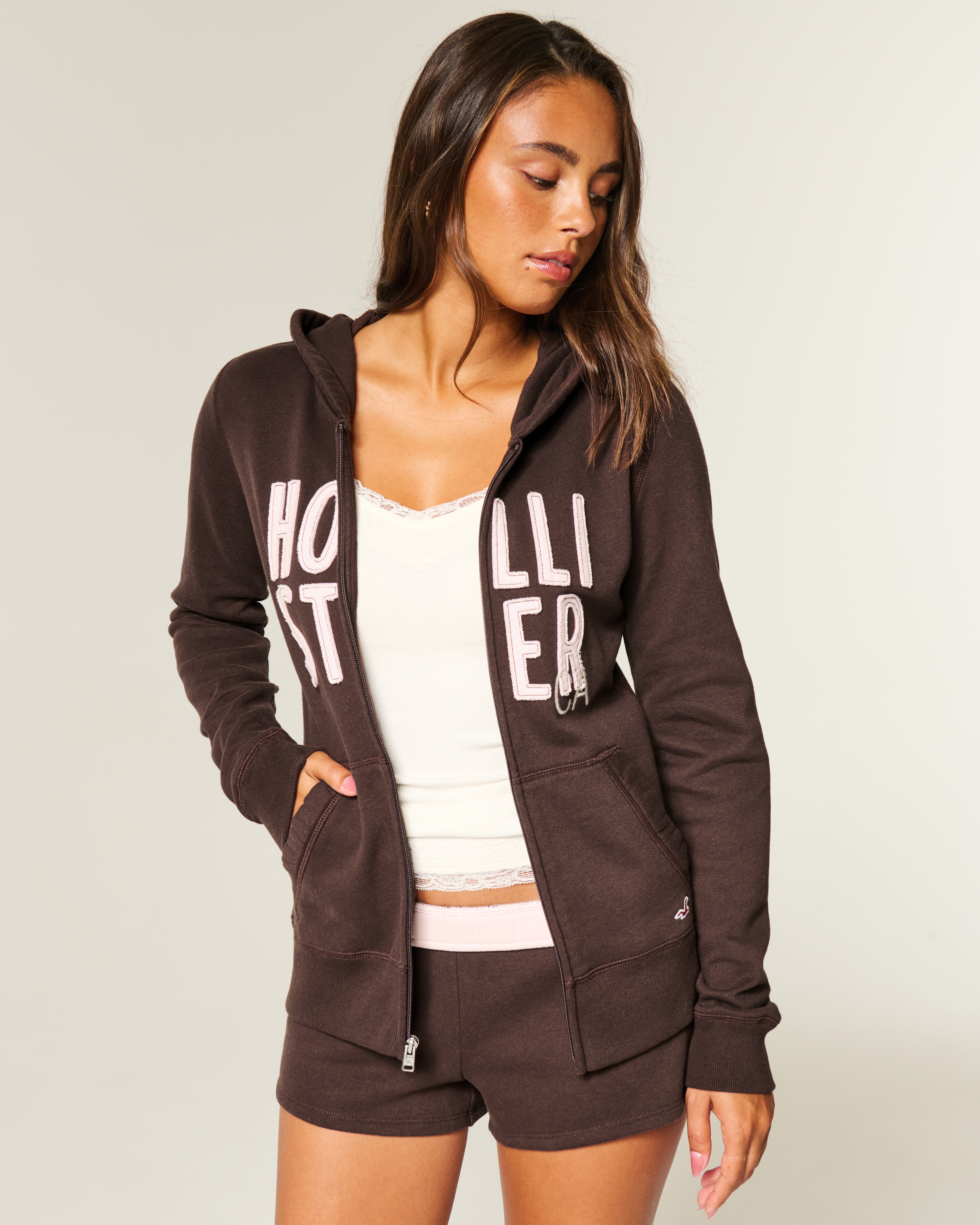 Hollister Logo Graphic Zip-up Hoodie