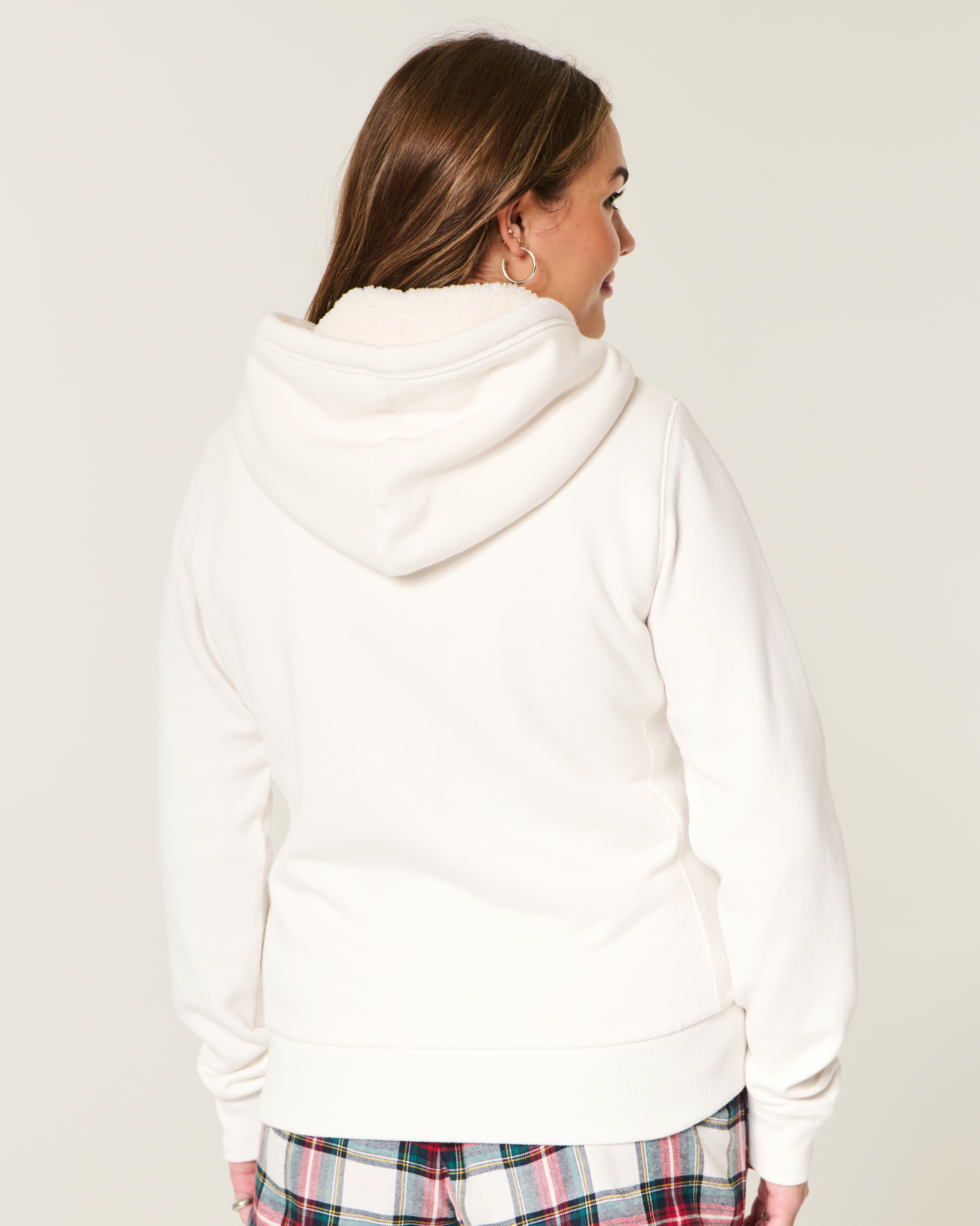 Holiday Vault Release Sherpa-Lined Zip-Up Logo Graphic Hoodie